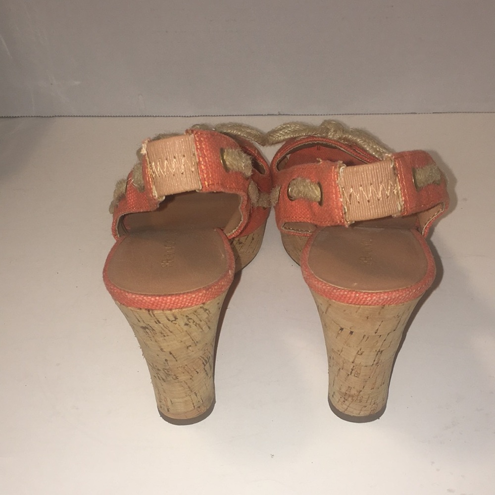 Franco Sarto Coral Orange Cork Wedge Slingback Sandals - Picture 4 of 5